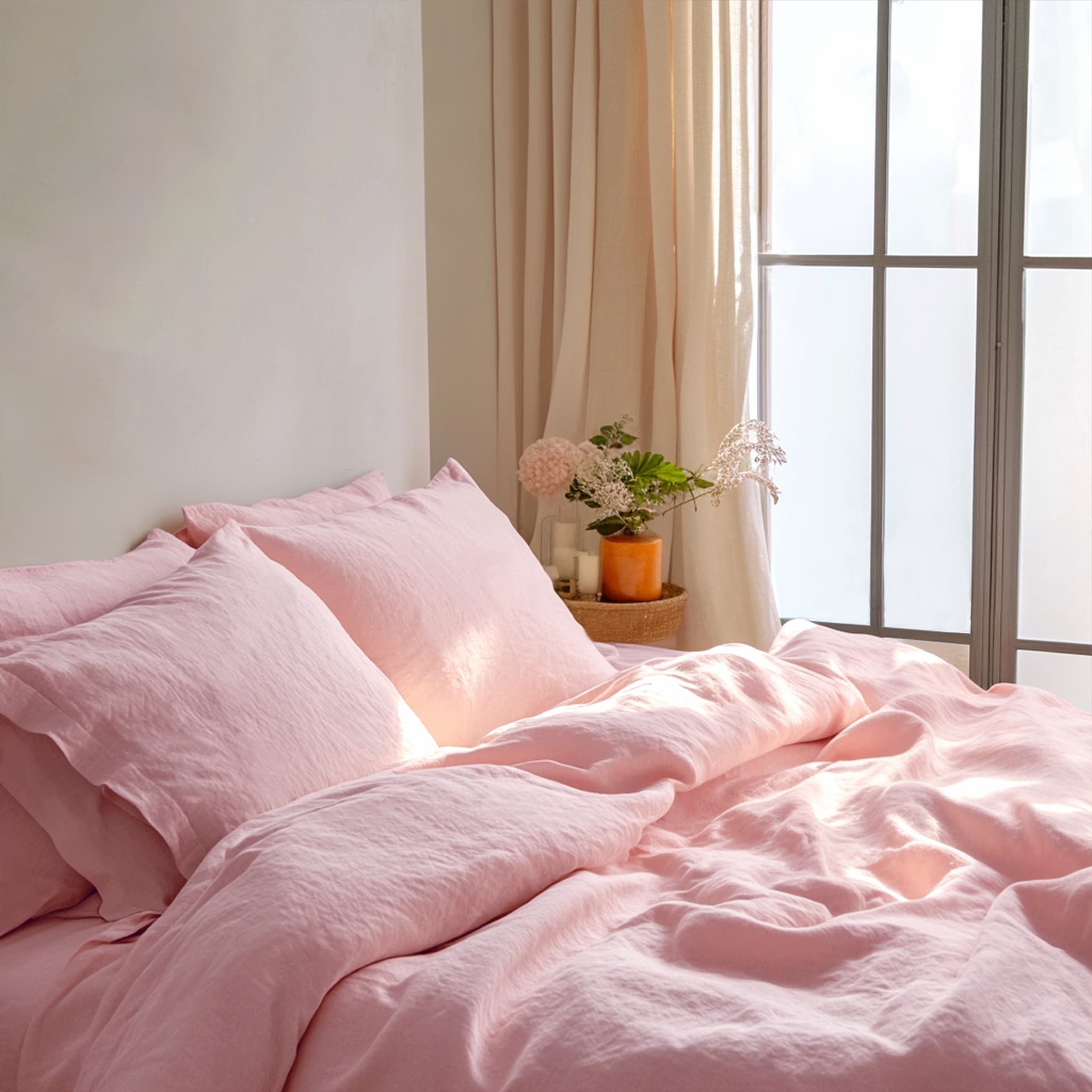 Soft Pink Linen Duvet Cover Set - Linen Times