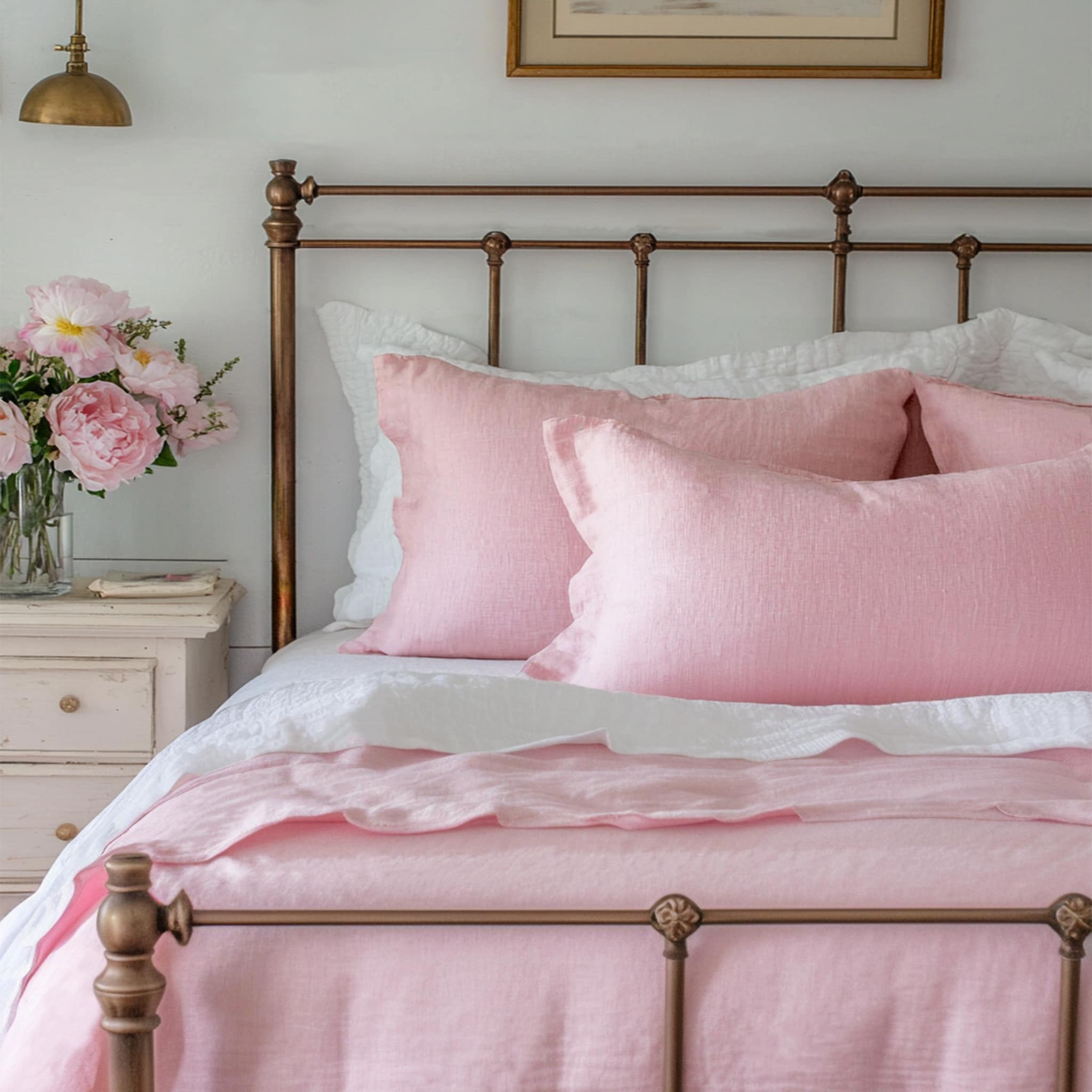 Soft Pink Linen Pillowcase Set - Linen Times