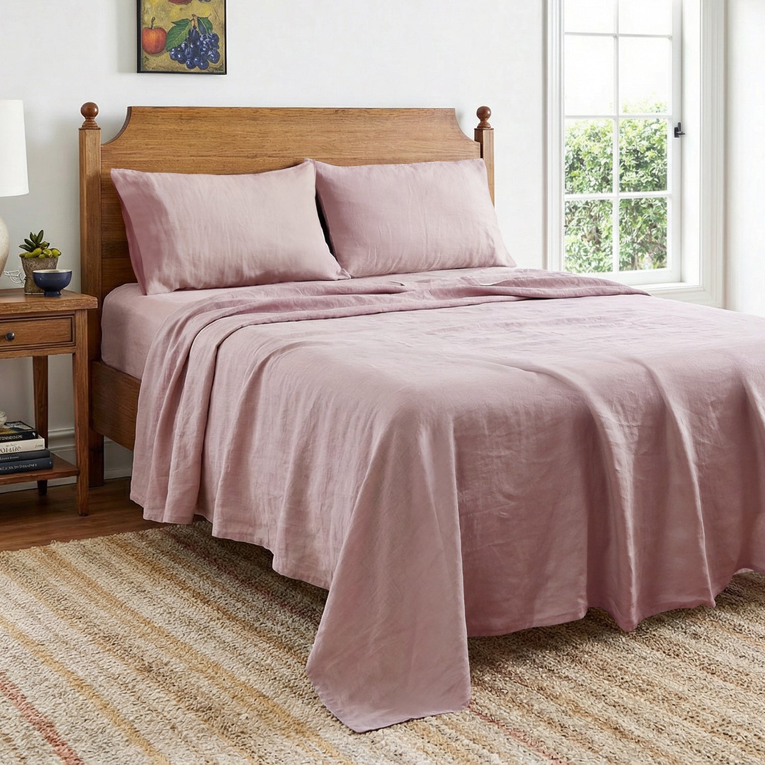 Soft Pink Linen Sheet Set Deal