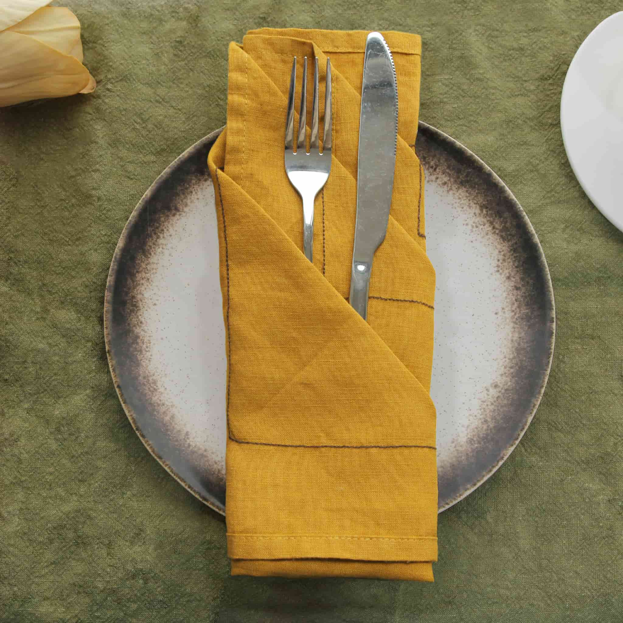 Solid Line Linen Napkin Ginger - Linen Time #color_Ginger