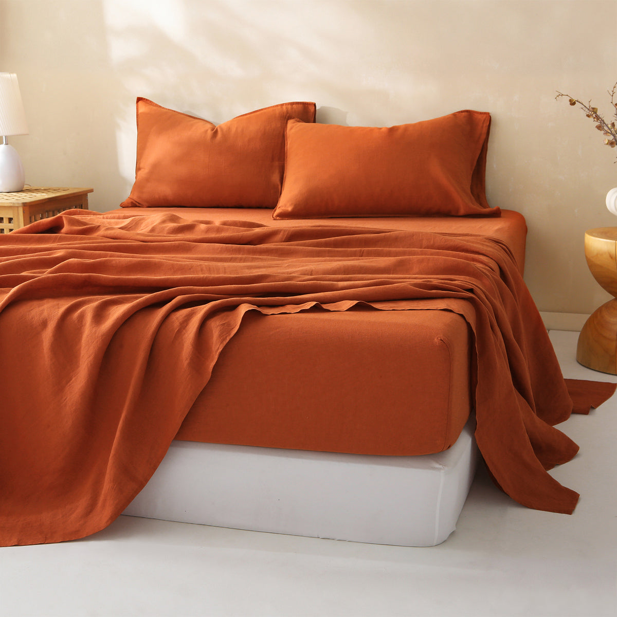 Terracotta 100% Organic Linen Pillowcase Set - Linen Times