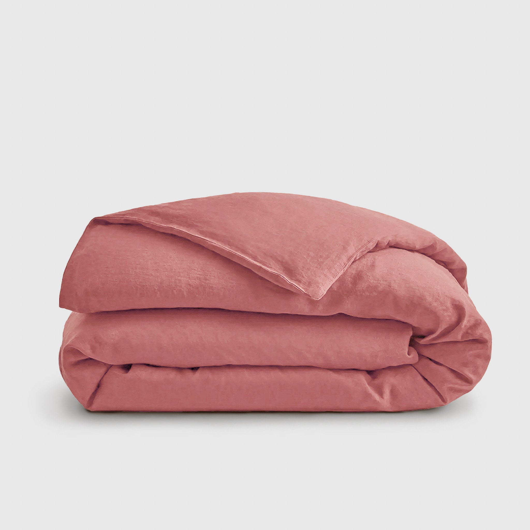 Warm Coral Linen Duvet Cover - Linen Times