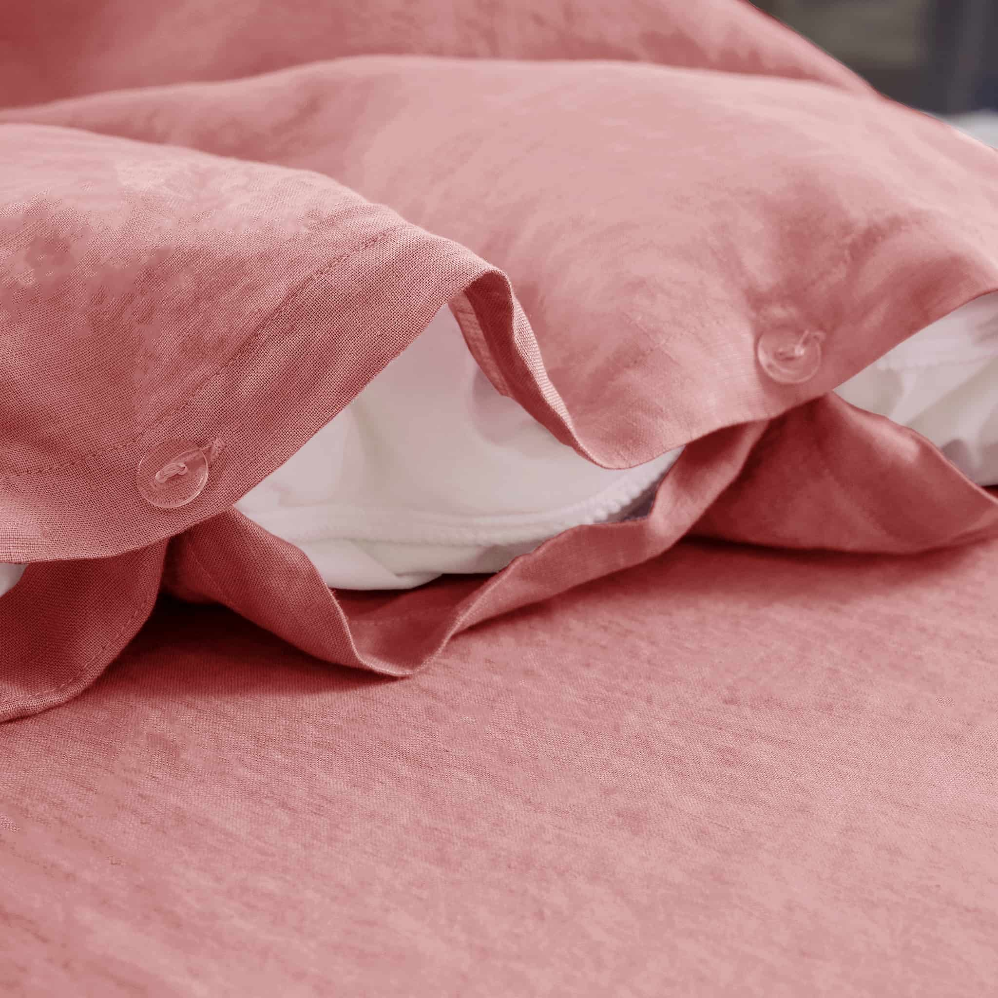 Warm Coral Linen Duvet Cover - Linen Times