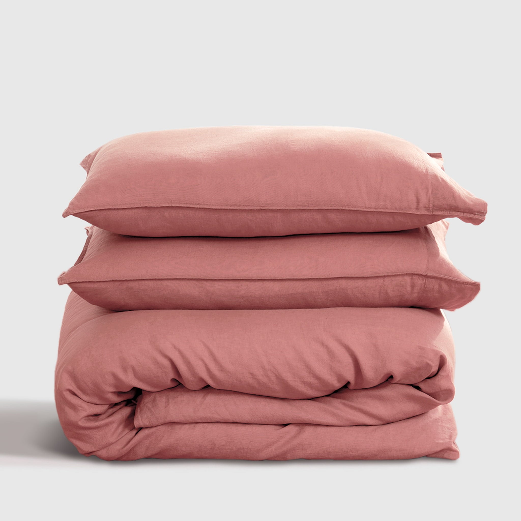 Warm Coral Linen Duvet Cover Set - Linen Times