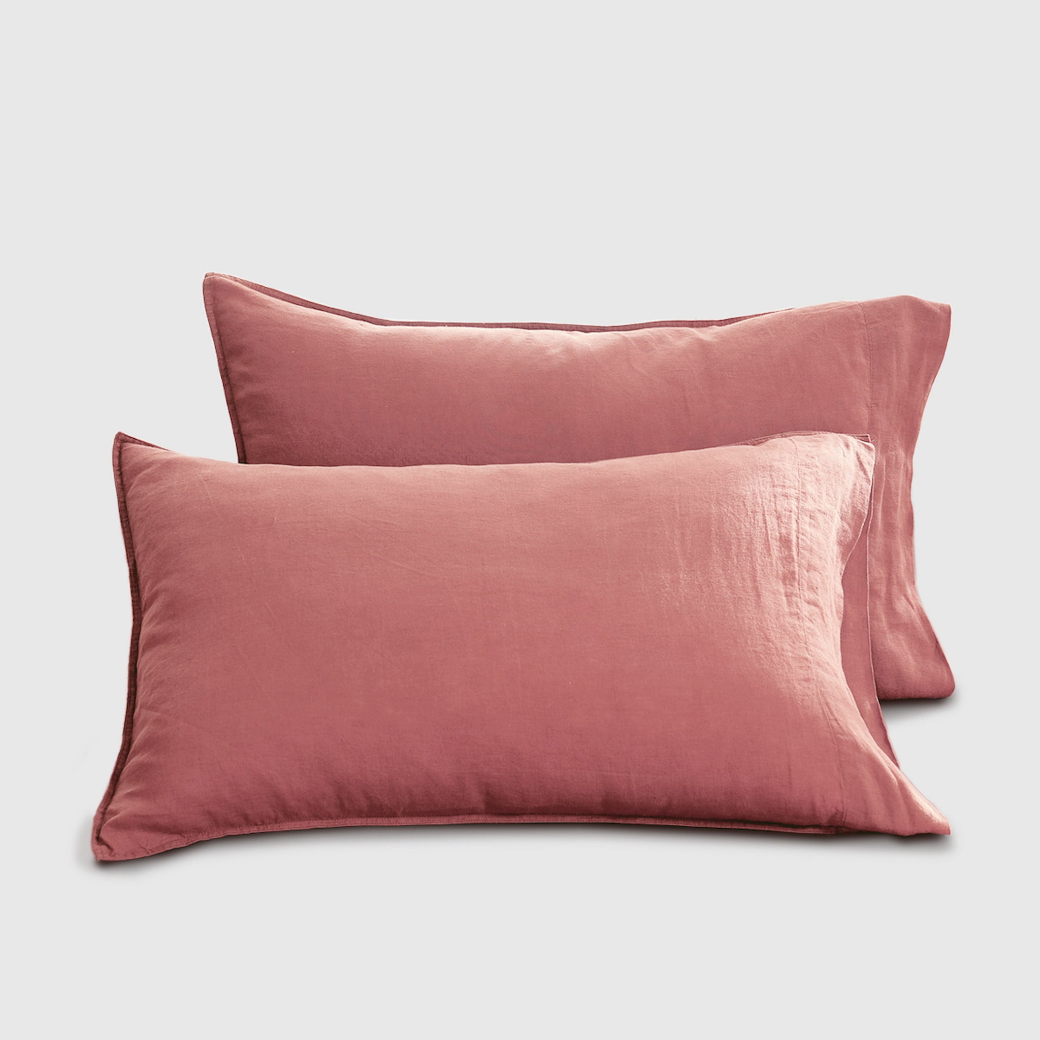 Warm Coral Linen Pillowcase Set - Linen Times